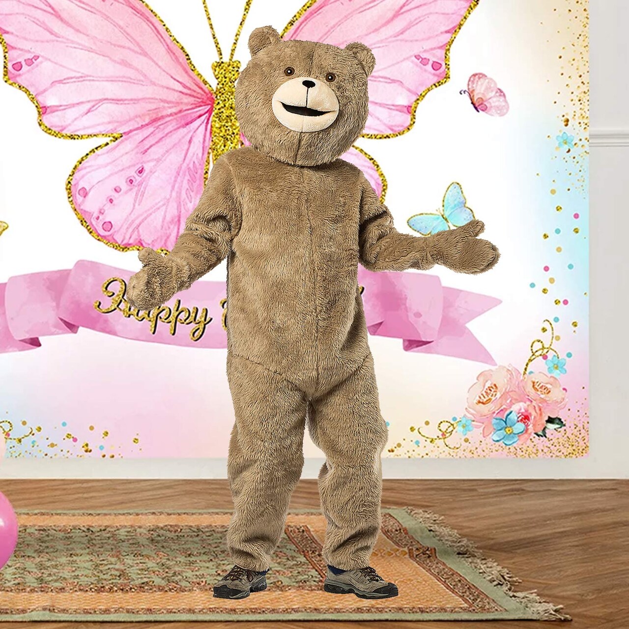Adult Giant Teddy Bear Costume Full Body Jumpsuit with Gloves and Headpiece